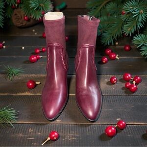 Aquatalia DASHA Calf/Stretch Suede, Wine, Size 8M